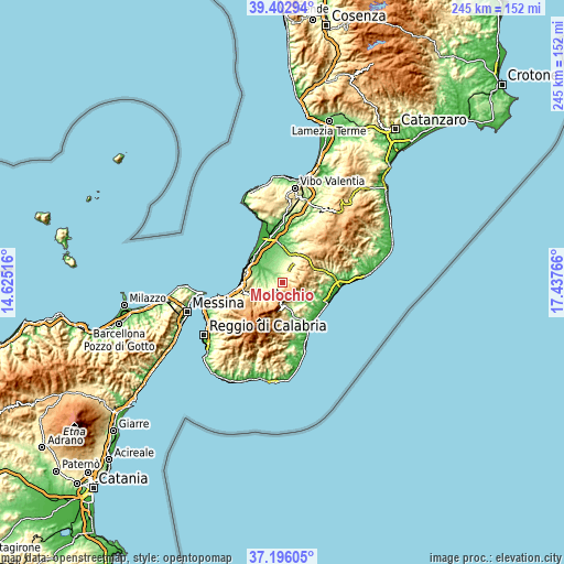 Topographic map of Molochio