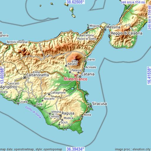 Topographic map of Misterbianco