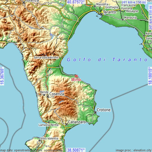 Topographic map of Mirto