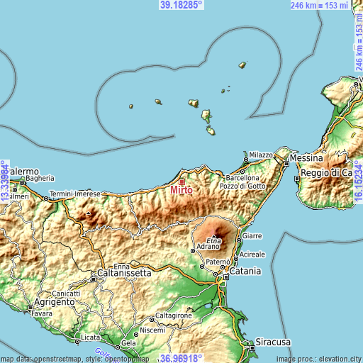 Topographic map of Mirto