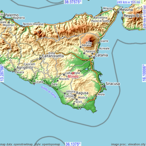 Topographic map of Mineo