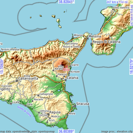 Topographic map of Milo