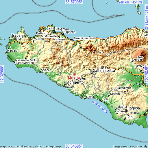 Topographic map of Milena