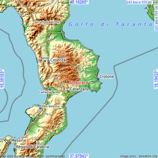 Topographic map of Mesoraca