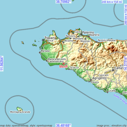 Topographic map of Menfi