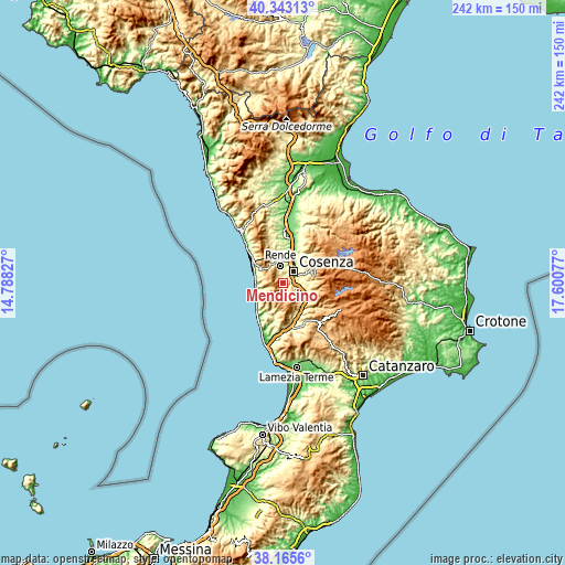 Topographic map of Mendicino