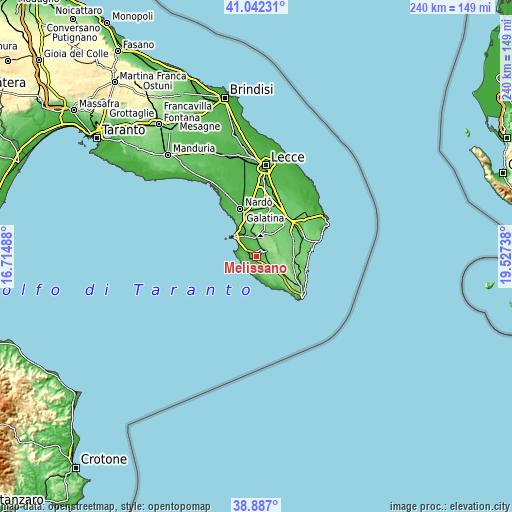 Topographic map of Melissano