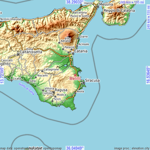 Topographic map of Melilli