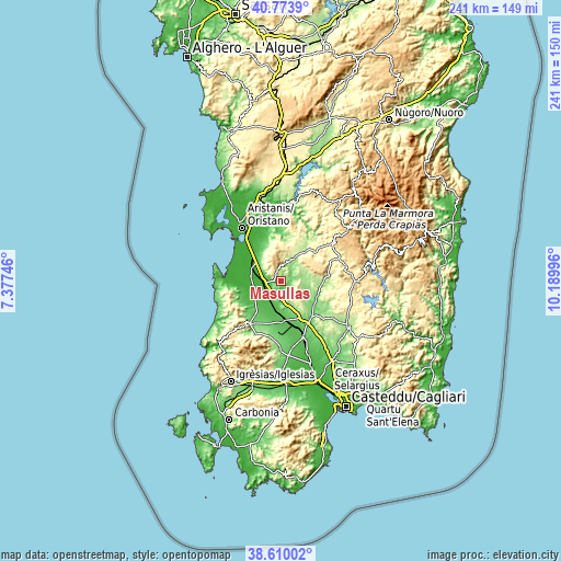 Topographic map of Masullas