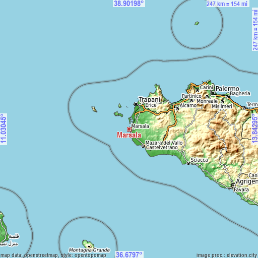 Topographic map of Marsala