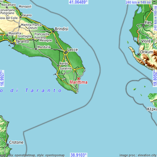 Topographic map of Marittima