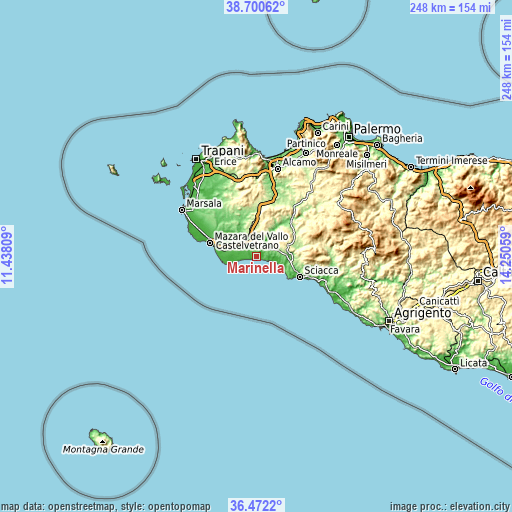 Topographic map of Marinella