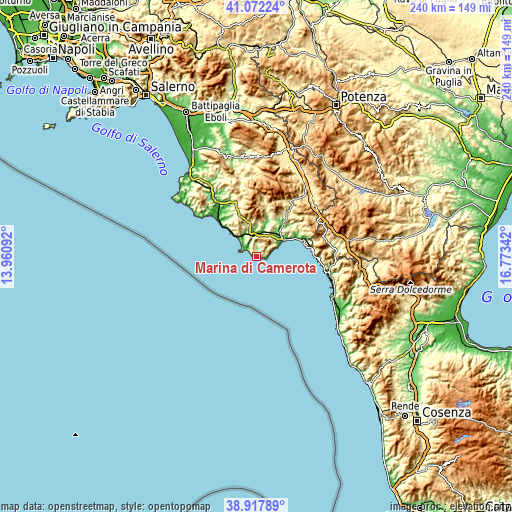 Topographic map of Marina di Camerota