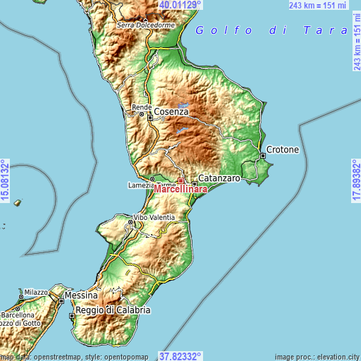 Topographic map of Marcellinara