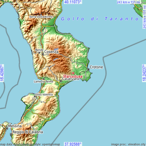 Topographic map of Marcedusa