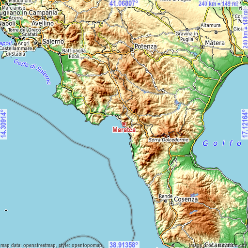 Topographic map of Maratea