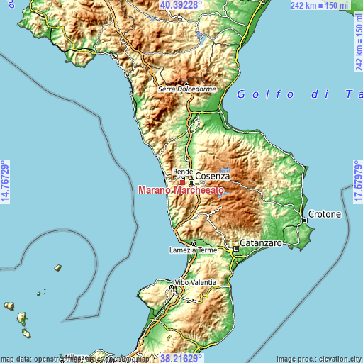 Topographic map of Marano Marchesato