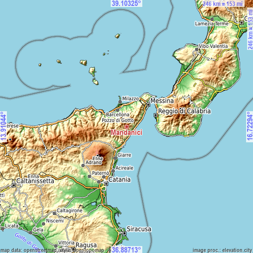 Topographic map of Mandanici