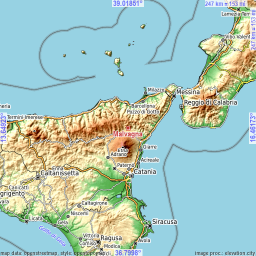 Topographic map of Malvagna