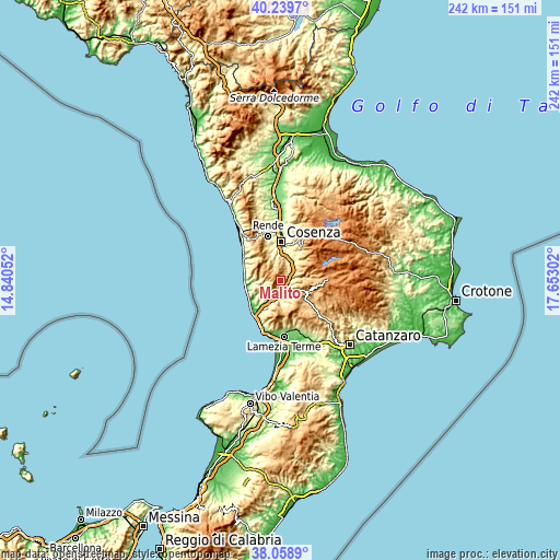 Topographic map of Malito