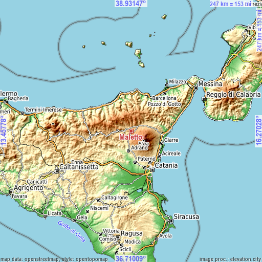 Topographic map of Maletto