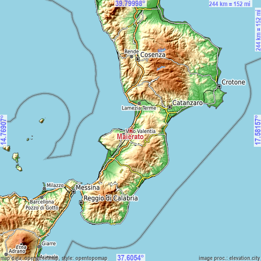 Topographic map of Maierato