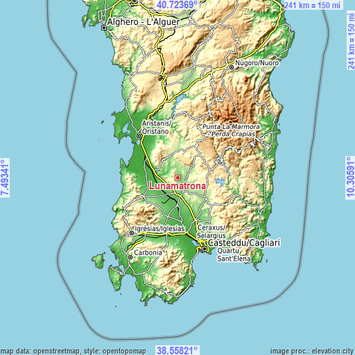 Topographic map of Lunamatrona