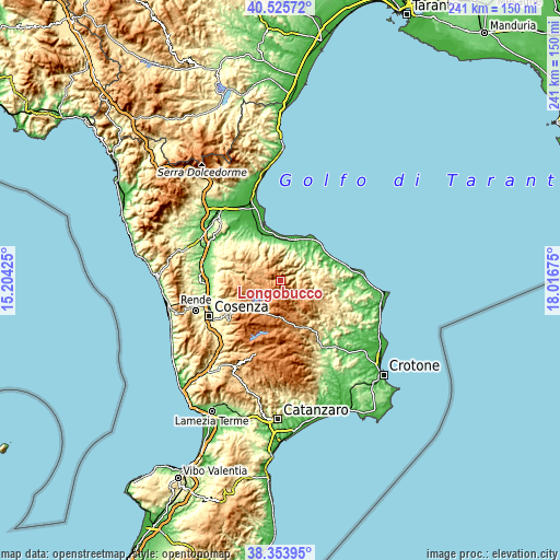 Topographic map of Longobucco