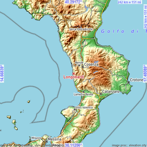 Topographic map of Longobardi