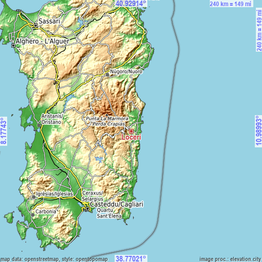 Topographic map of Loceri