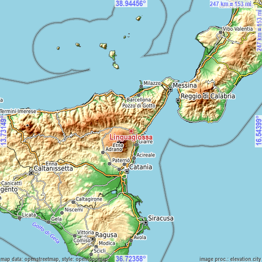 Topographic map of Linguaglossa