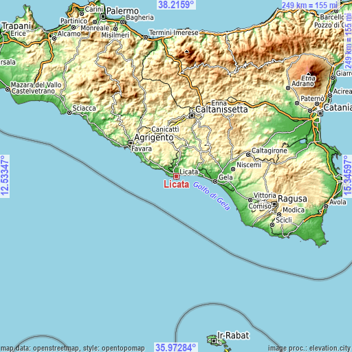 Topographic map of Licata