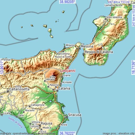 Topographic map of Letojanni