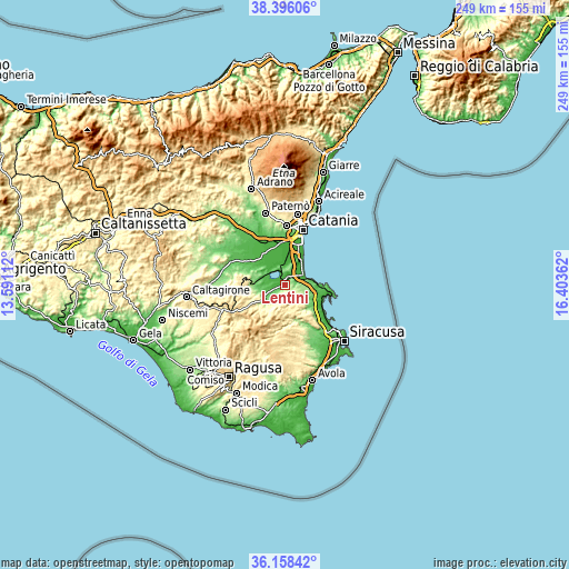 Topographic map of Lentini