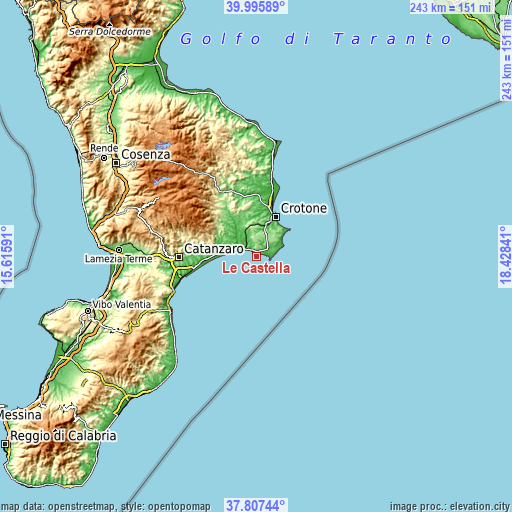 Topographic map of Le Castella