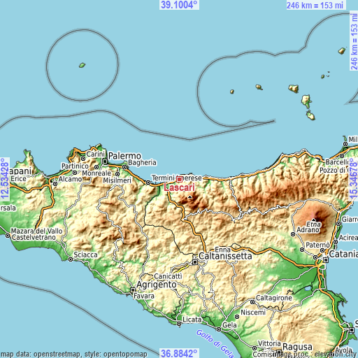 Topographic map of Lascari