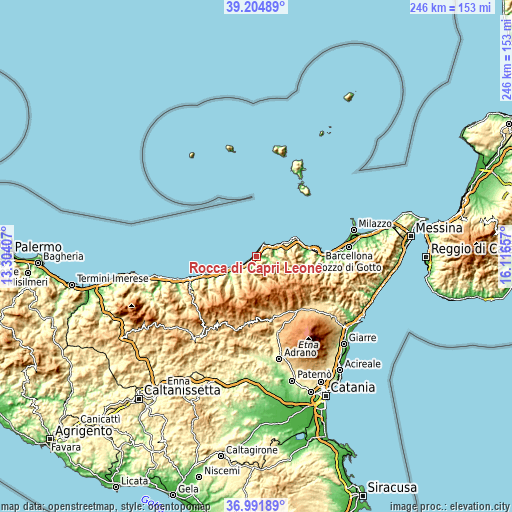 Topographic map of Rocca di Capri Leone