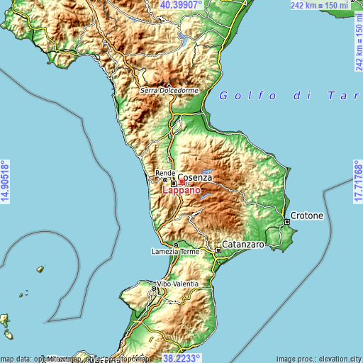 Topographic map of Lappano