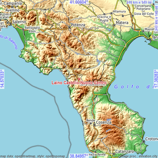 Topographic map of Laino Castello-Nuovo Centro