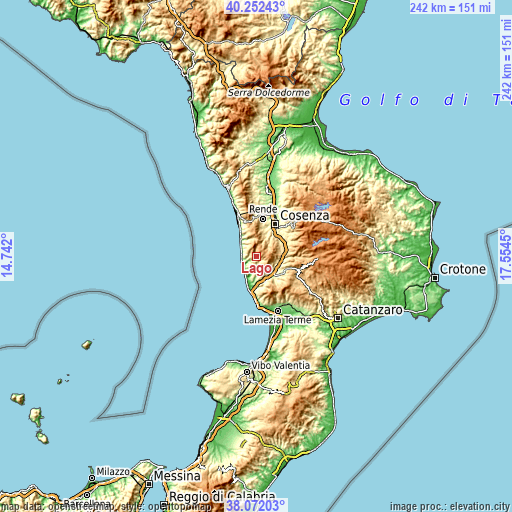 Topographic map of Lago