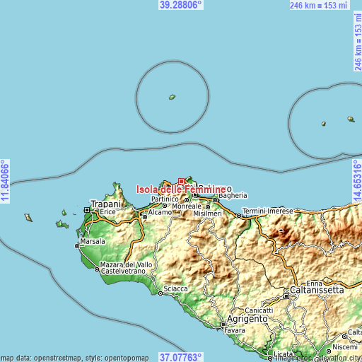 Topographic map of Isola delle Femmine