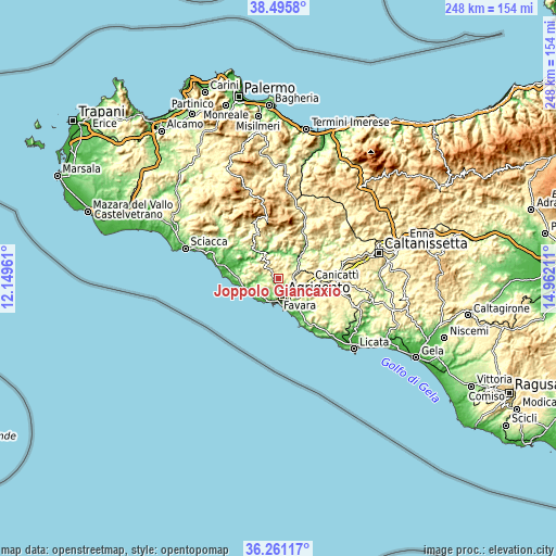 Topographic map of Joppolo Giancaxio