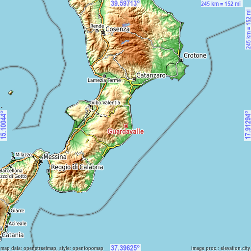 Topographic map of Guardavalle