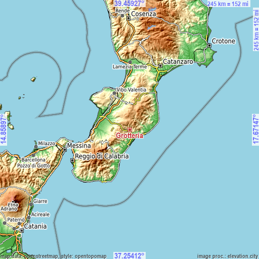 Topographic map of Grotteria