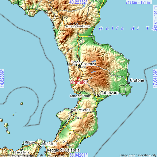 Topographic map of Grimaldi