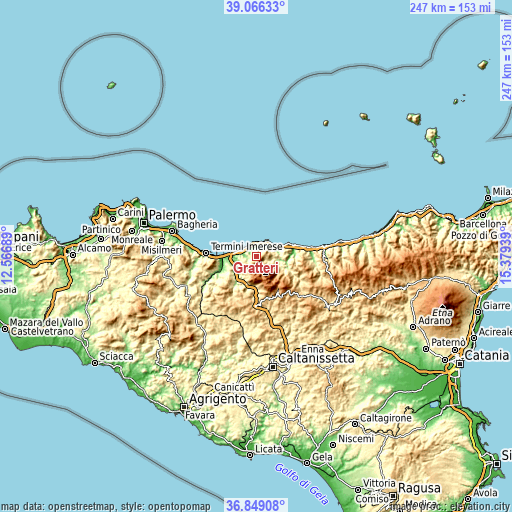 Topographic map of Gratteri