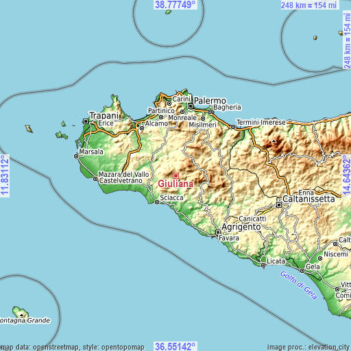 Topographic map of Giuliana