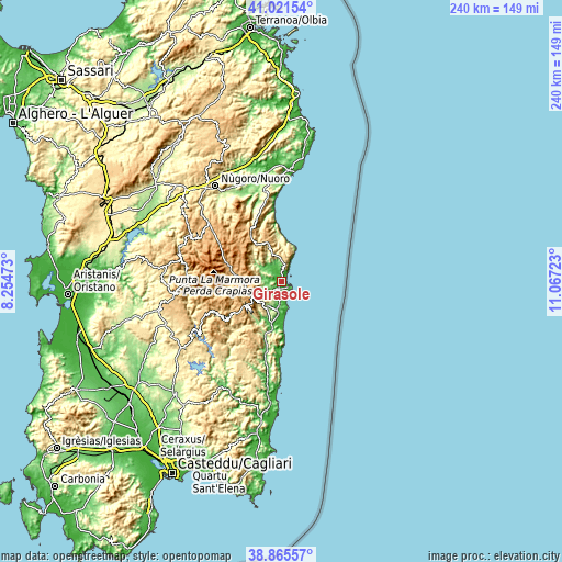 Topographic map of Girasole