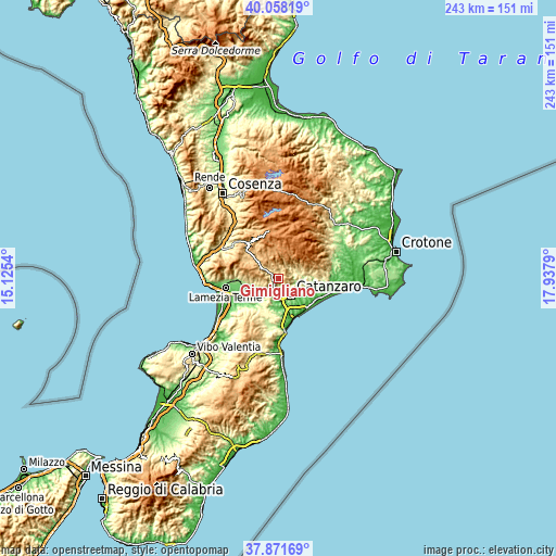 Topographic map of Gimigliano