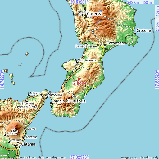 Topographic map of Giffone